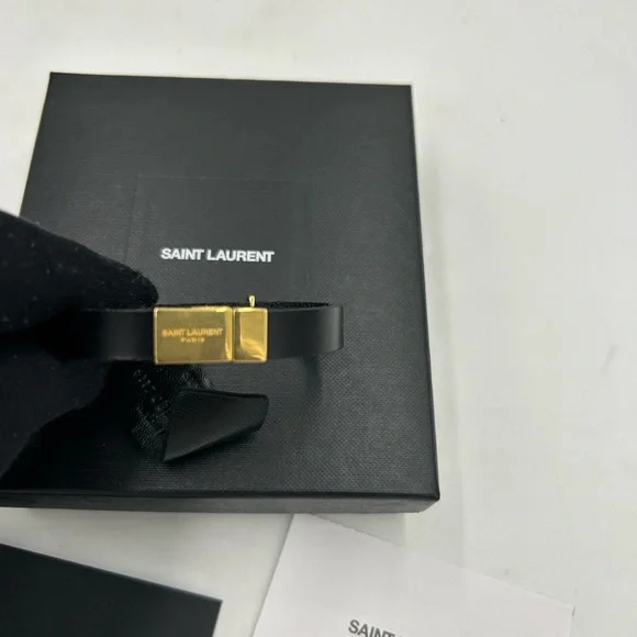 Women's Saint Laurent OPYUM YSL leather bracelet made in Italy - Picture 7 of 11